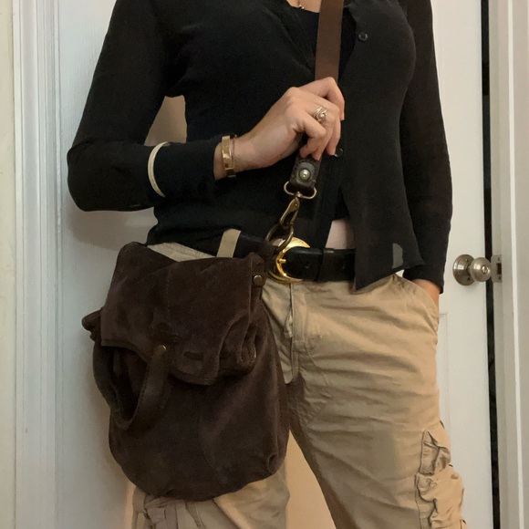 Lucky Brand Suede Brown Leather Crossbody Bag - Picture 2 of 9